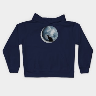 Cat and Crescent Moon Kids Hoodie